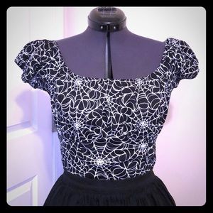 Pinup Couture spiderweb Peasant blouse